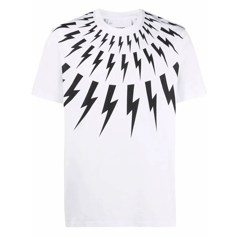 Neil Barrett 100% Cotton - Áo Phông Neil Barrett Fair-Isle Thurnderbolt T-Shirt BJT007S S531S Màu Trắng - Vua Hàng Hiệu