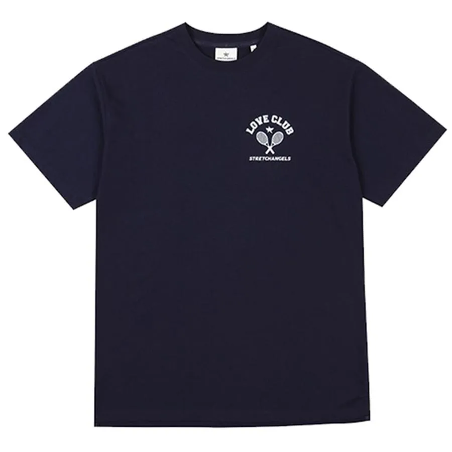 Thời trang Stretch Angels - Áo Phông Stretch Angels Tennis Back Logo Overfit T-Shirt Màu Xanh Navy - Vua Hàng Hiệu