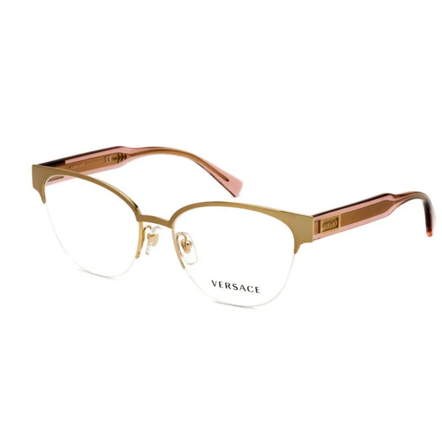 Kính Mắt Cận Versace Ladies Gold Tone Oval Eyeglass Frame VE1265146353 Màu Vàng