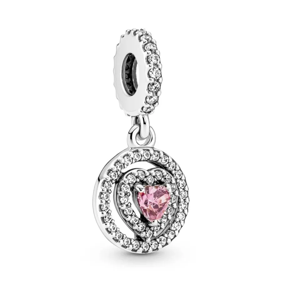Hạt Vòng Charm Pandora Sparkling Double Halo Heart Dangle