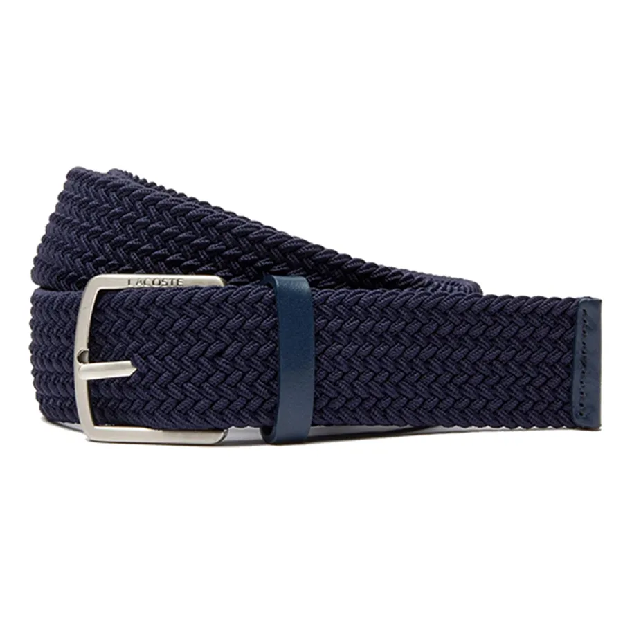 Thắt lưng 63% Polyester, 37% elastodiene - Thắt Lưng Lacoste Men's Engraved Buckle Stretch Knitted Belt Màu Xanh Navy - Vua Hàng Hiệu