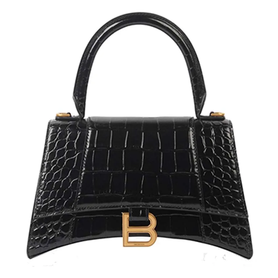 Túi xách Balenciaga - Túi Xách Balenciaga Women's Hourglass Small Handbag Crocodile Embossed In Black Màu Đen - Vua Hàng Hiệu