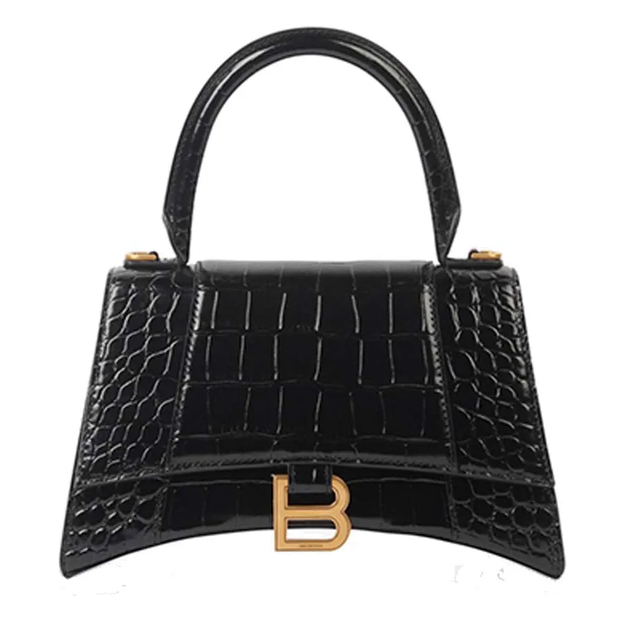 Túi xách Tây Ban Nha - Túi Xách Balenciaga Women's Hourglass Small Handbag Crocodile Embossed In Black Màu Đen - Vua Hàng Hiệu