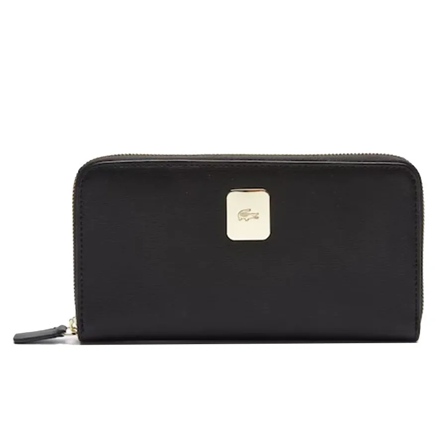 Lacoste Ví dáng dài - Ví Lacoste Women's Amelia Large Piqué Leather Wallet NF3702ME 000 Màu Đen - Vua Hàng Hiệu