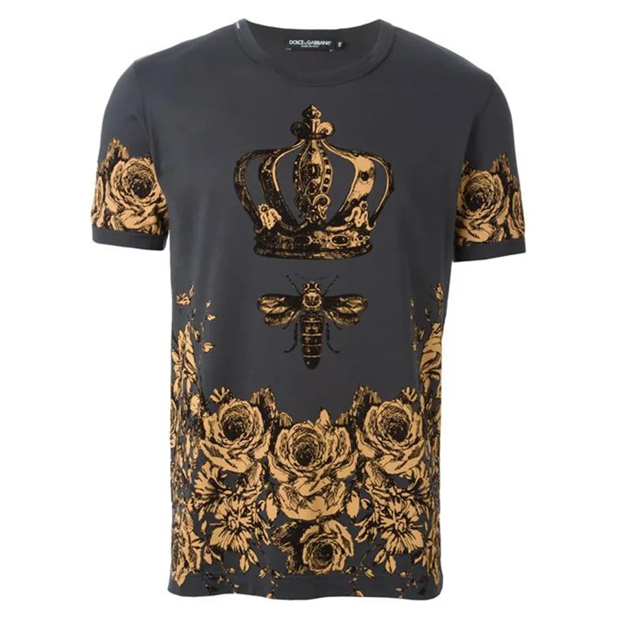 Mua Áo Phông Dolce & Gabbana Men's Grey Crown And Bee Flock-print T-shirt  G8FL6T G7EFM Màu Xám Vàng - Dolce & Gabbana - Mua tại Vua Hàng Hiệu h045794
