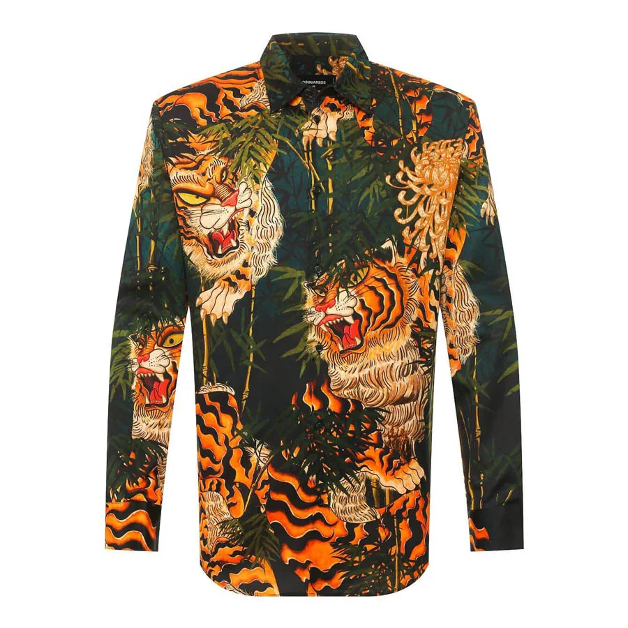 Thời trang DSquared2 Phối màu - Áo Sơ Mi Dài Tay Dsquared2 Tiger Print Shirt Phối Màu - Vua Hàng Hiệu