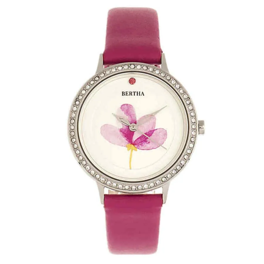 Bertha Đỏ hồng - Đồng Hồ Nữ Bertha Delilah Quartz Crystal White Dial Ladies Watch BR8603 Màu Đỏ Hồng - Vua Hàng Hiệu