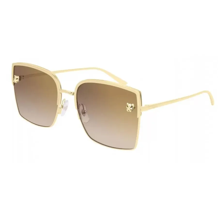 Cartier Kính chống nắng/Sunglasses - Kính Mát Cartier CT0199S 002 Màu Nâu Vàng Gọng Vành Mạ Vàng - Vua Hàng Hiệu