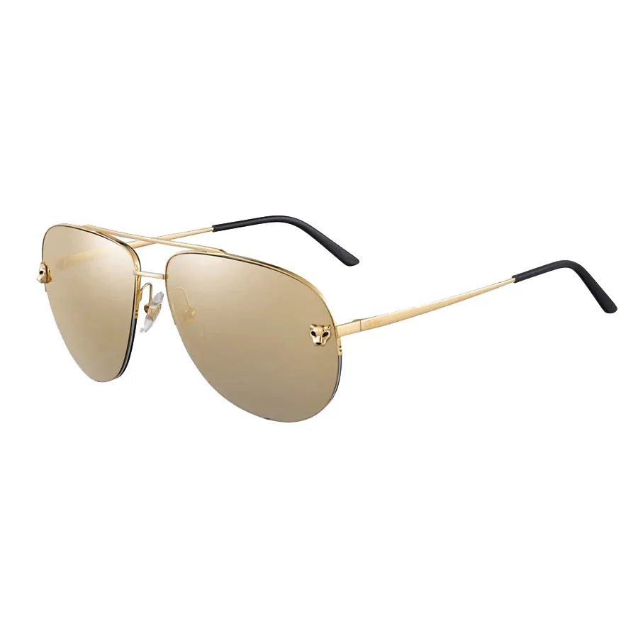 Kính mắt Cartier Kính chống nắng/Sunglasses - Kính Mát Cartier Panthere Pilot CT0065S 002 Màu Vàng Gold - Vua Hàng Hiệu