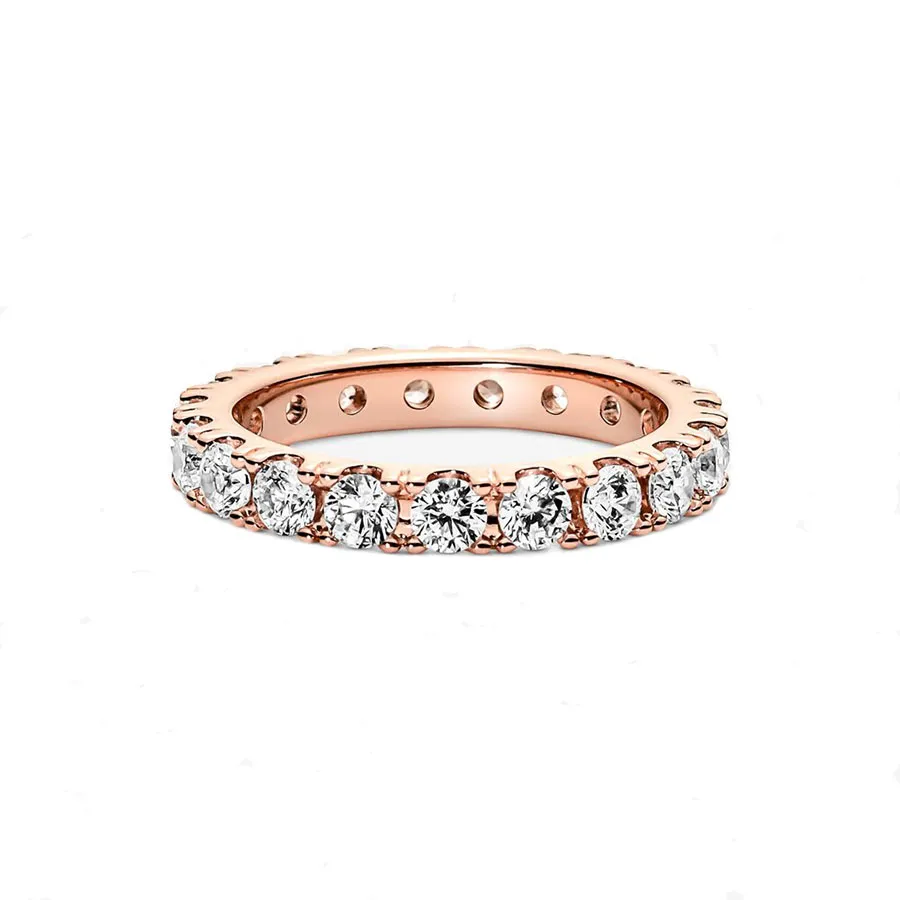 Nhẫn Pandora Sparkling Row Eternity Ring Đính Đá Màu Vàng Hồng