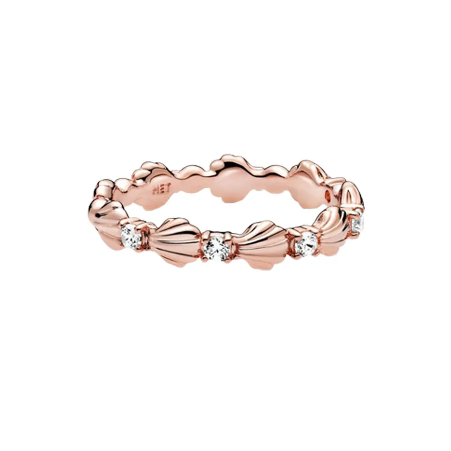 Nhẫn Pandora Sparkling Seashell Band Ring Màu Vàng Hồng | Vua Hàng Hiệu
