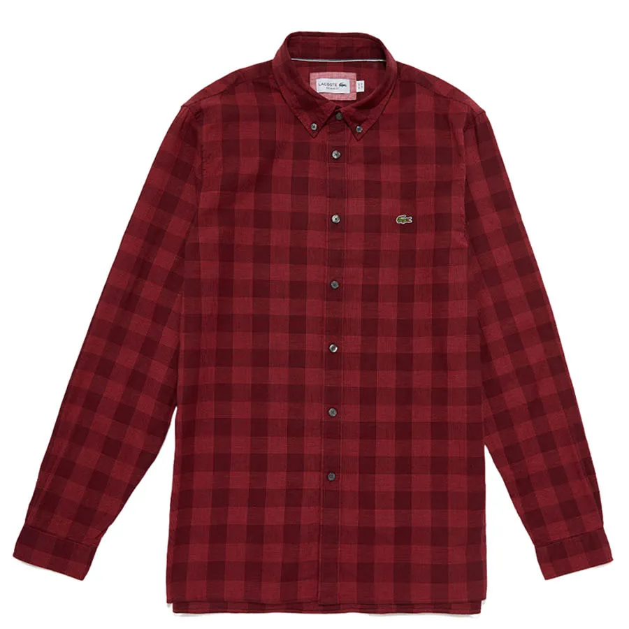 Áo Polo Lacoste Regular Fit Men's Shirt In Checkered Cotton And Linen Canvas CH0145 00 1PA Màu Đỏ Size 40