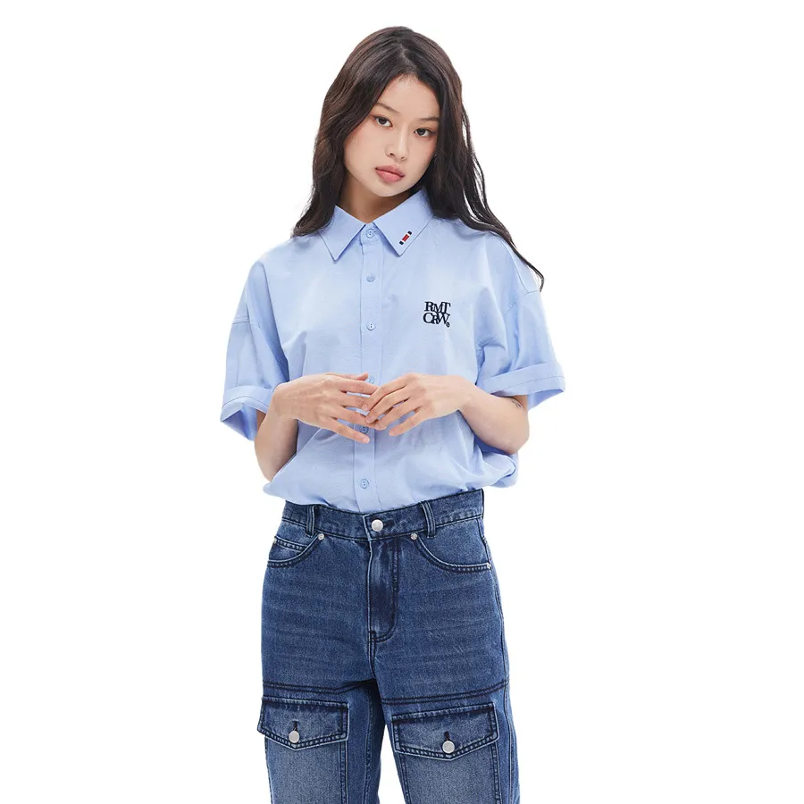 Romantic Crown 100% Cotton - Áo Sơ Mi Romantic Crown Recent Logo Oxford Shirt Sky Blue Màu Xanh Blue Size S - Vua Hàng Hiệu