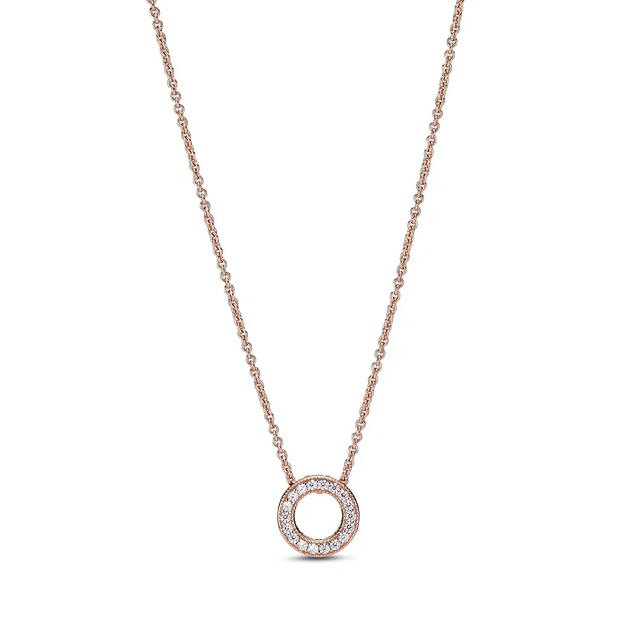 Dây Chuyền Pandora Logo Pavé-Kreis Halskette 387436C01 Màu Vàng Hồng ...