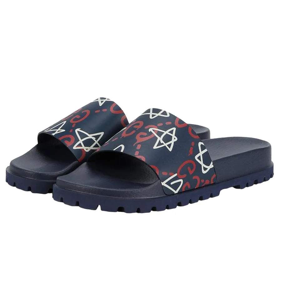 Gucci Navy - Dép Gucci Ghost Slide In Graffiti Màu Xanh Navy - Vua Hàng Hiệu