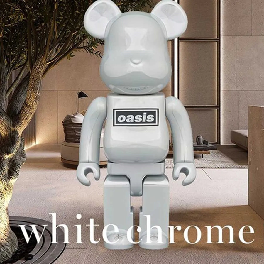 Đồ Chơi Mô Hình Bearbrick Oasis White Chrome Màu Xám Size 1000