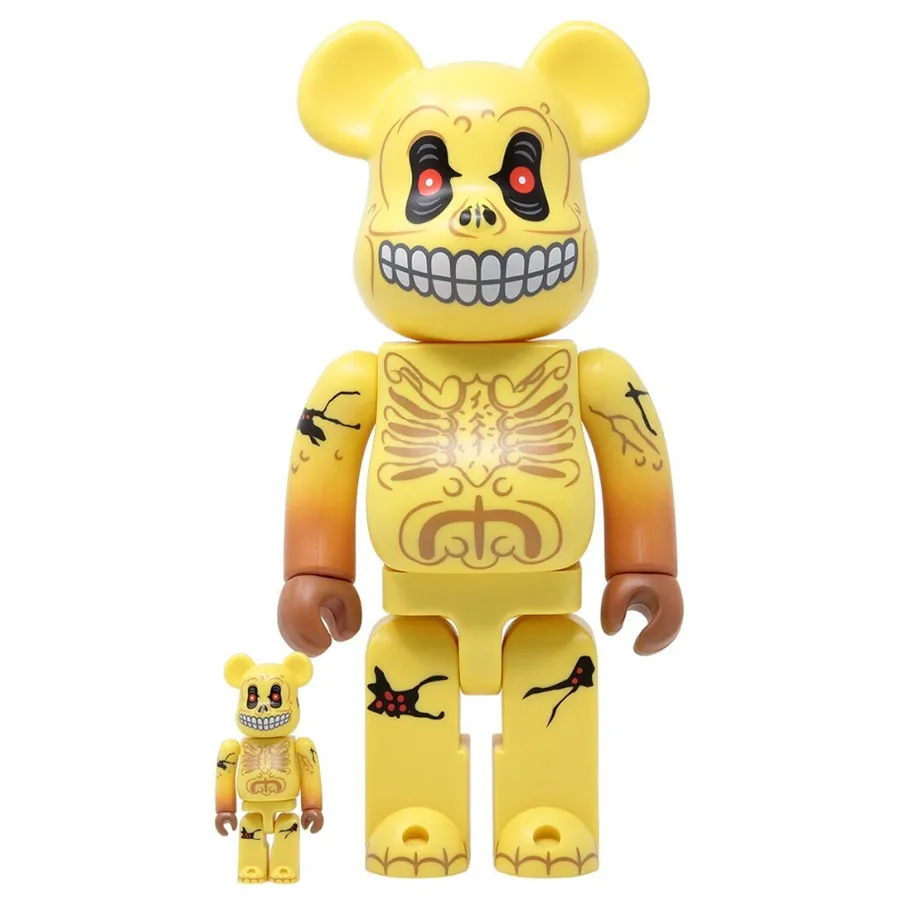 Đồ Chơi Mô Hình Bearbrick Skull Face Màu Vàng Size 100% + 400%