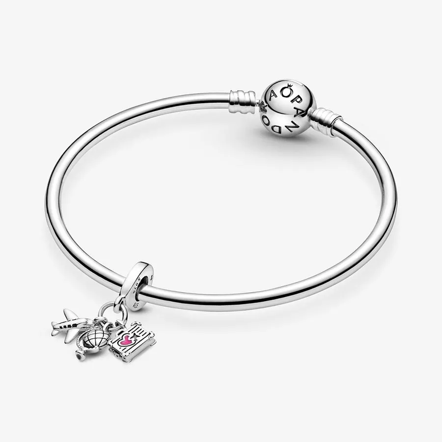 Hạt Vòng Charm Pandora Airplane, Globe Suitcase Dangle Charm - Main Image
