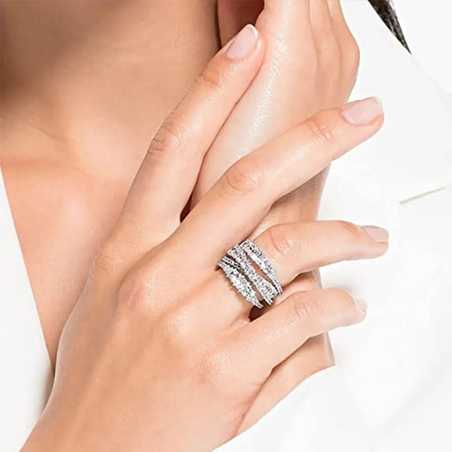 【Swarovski】Twist Wrap リング White rhodium plated super swarovski swarovski twist wrap