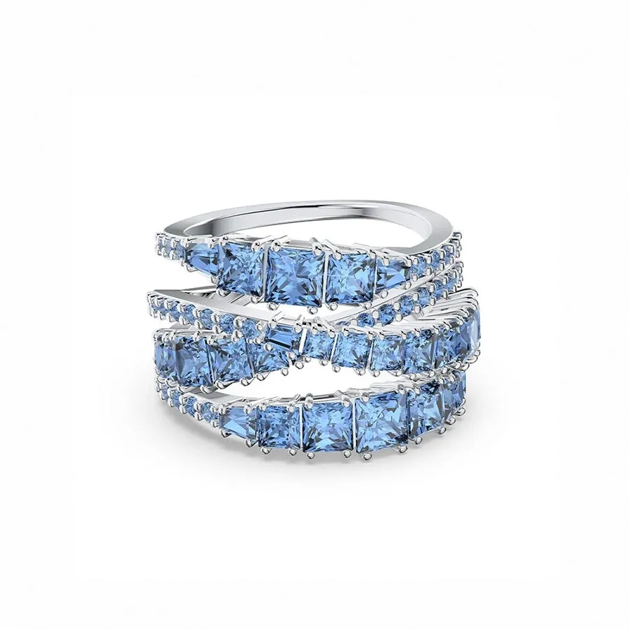 Nhẫn Swarovski Twist Wrap White Gold Curve Blue Ring Màu Xanh