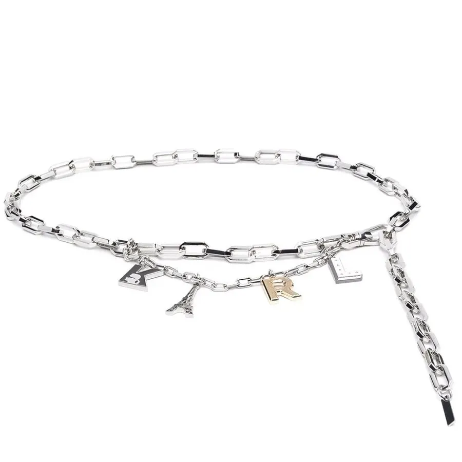 Thắt Lưng Karl Lagerfeld Letter-Charm Chain Belt Màu Bạc Size S