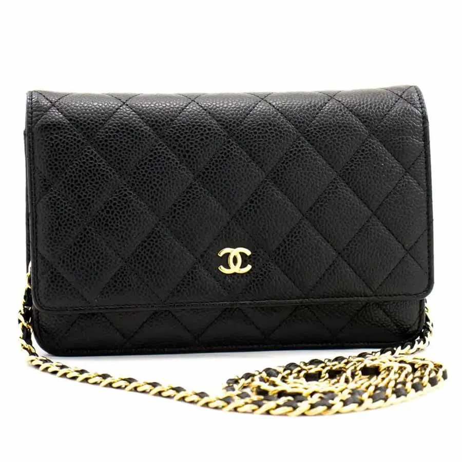Chanel 21K Silver WOC Mini Wallet On Chain Gold Charm Shoulder Crossbody  Bag  eBay
