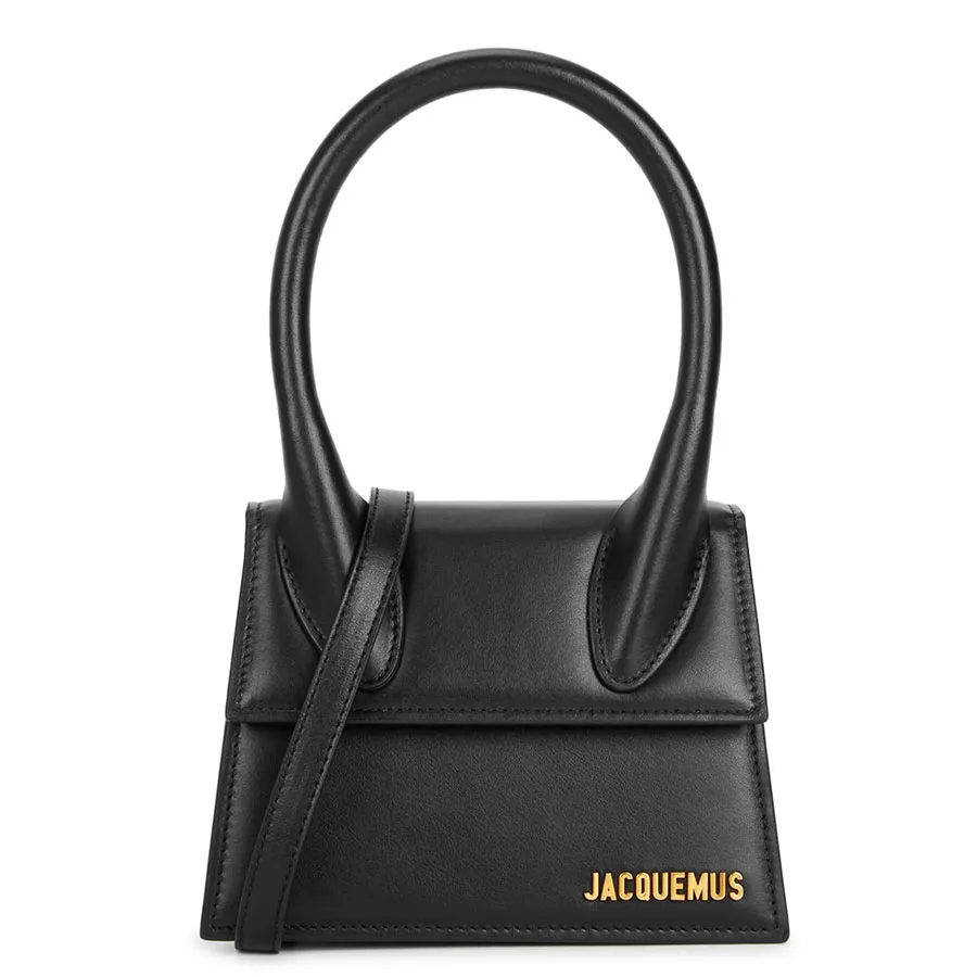 Túi Xách Jacquemus Le Chiquito Moyen Black Leather Top Handle Bag Size