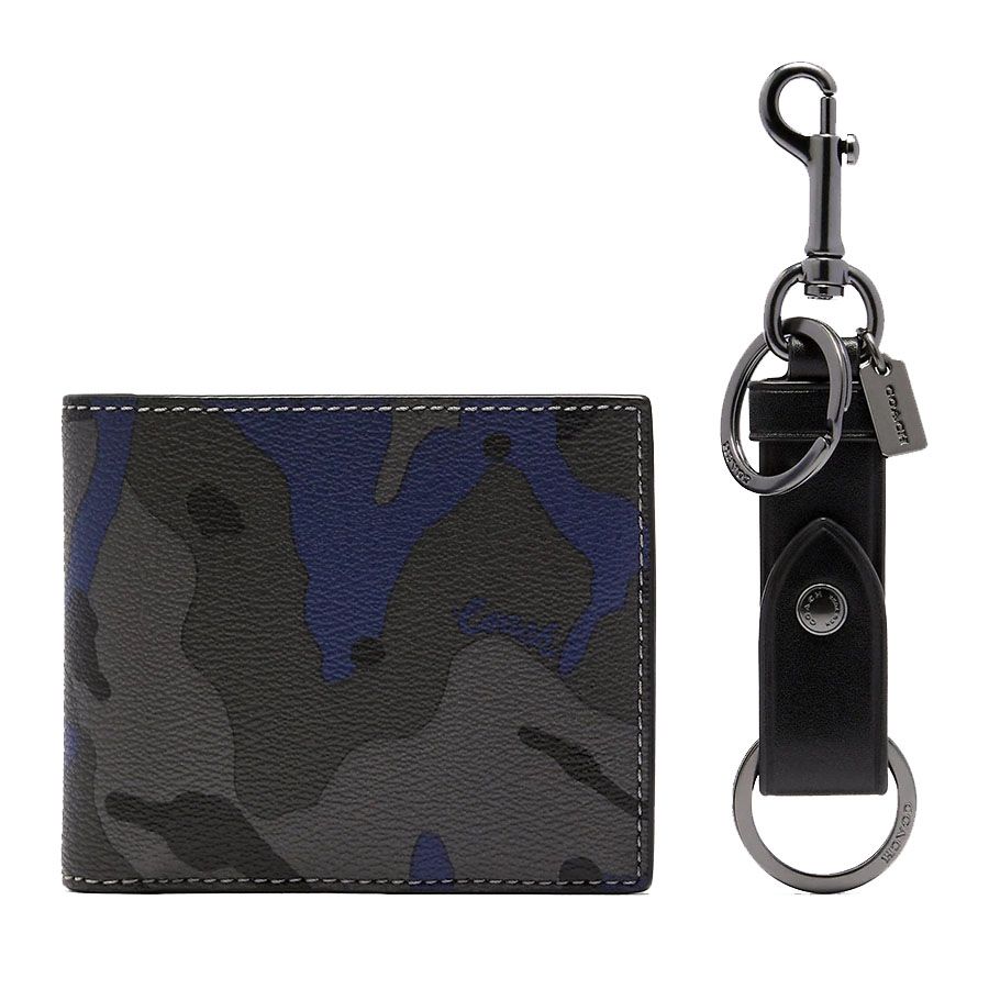 Set Ví Nam Coach Boxed Id Billfold Wallet And Key Fob Gift Set In Signature Canvas With Camo Print F88912 Phối Màu