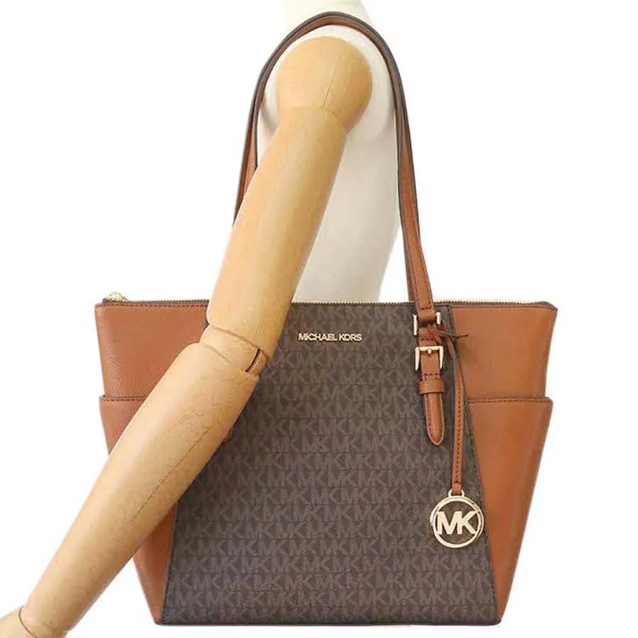 Túi Tote Michael Kors MK Charlotte Large Top Zip Tote Brown