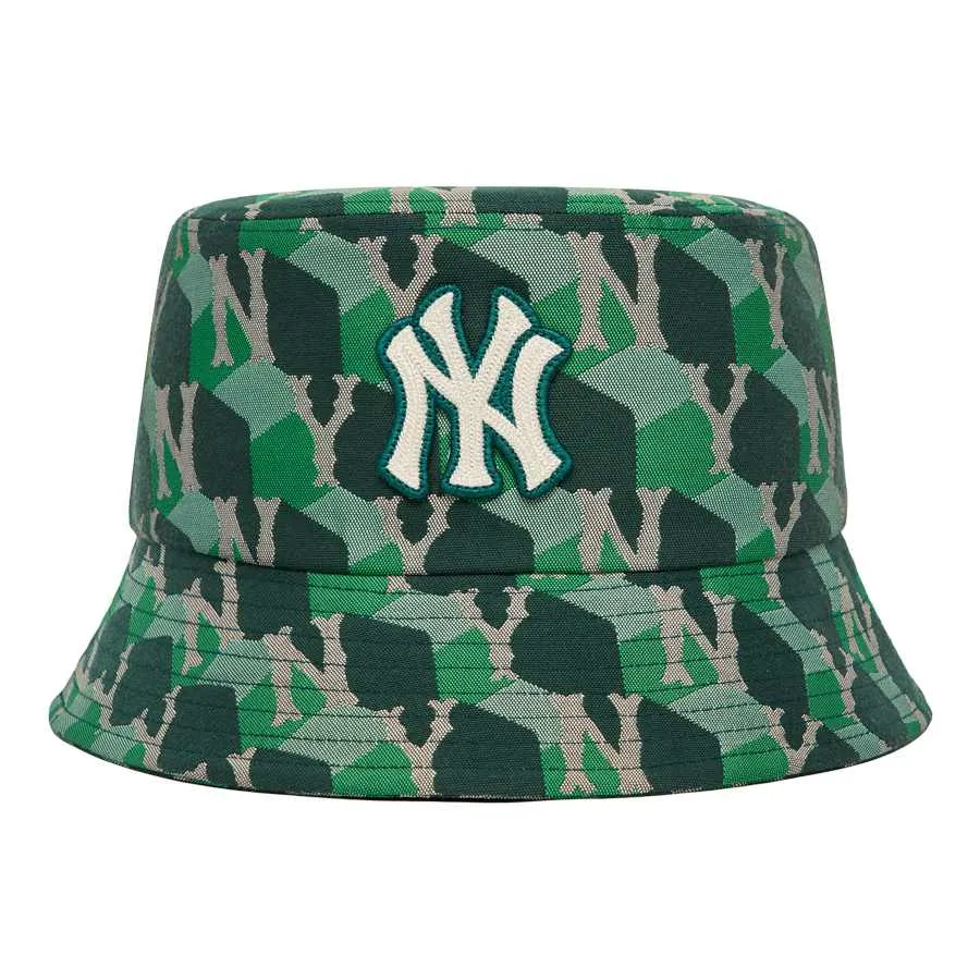 MLB Polyester - Mũ MLB Cube Monogram Bucket Hat New York Yankees 3AHTM212N-50GND Màu Xanh Green - Vua Hàng Hiệu