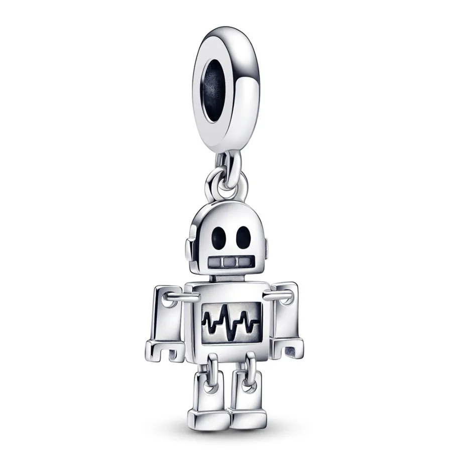 Hạt Vòng Charm Pandora Bestie Bot Robot Dangle 792250C01 Màu Bạc