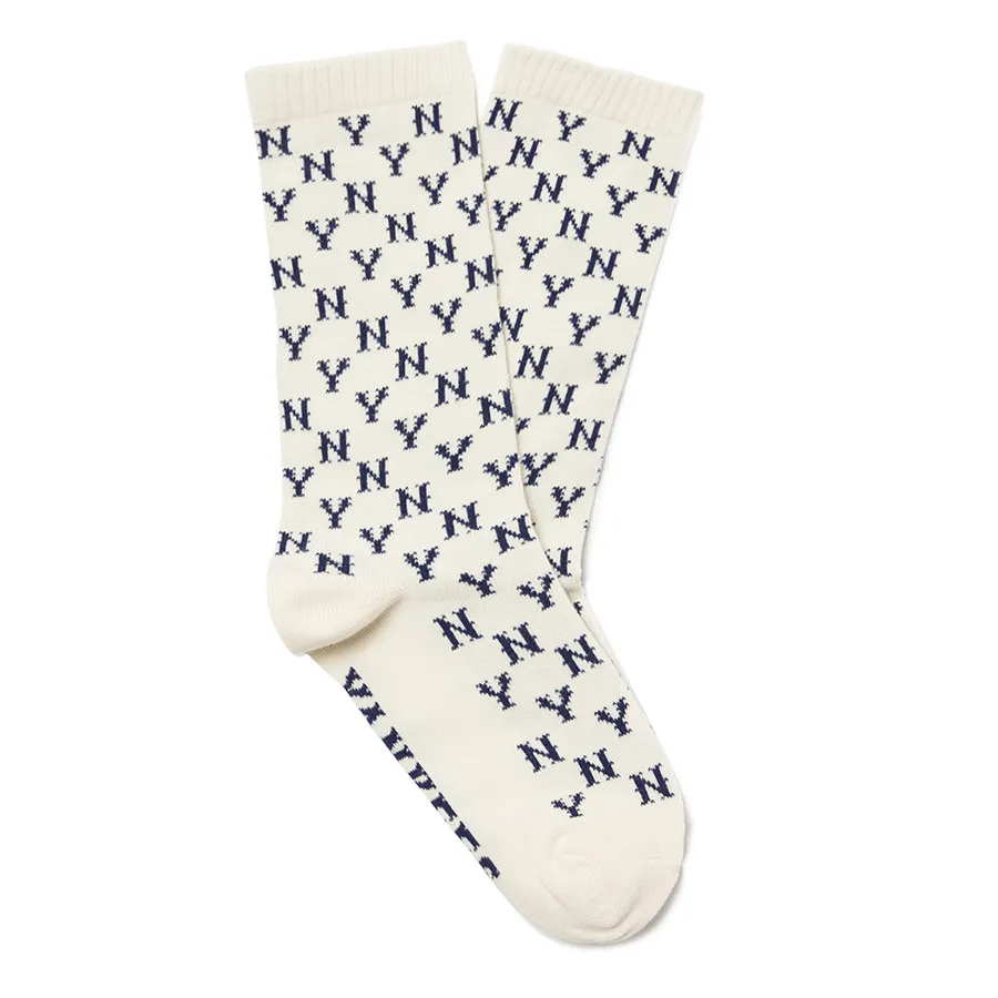 Thời trang MLB Tất - Tất MLB Monogram Classic Socks New York Yankees 3ASOLM12N-50CRS Màu Trắng - Vua Hàng Hiệu