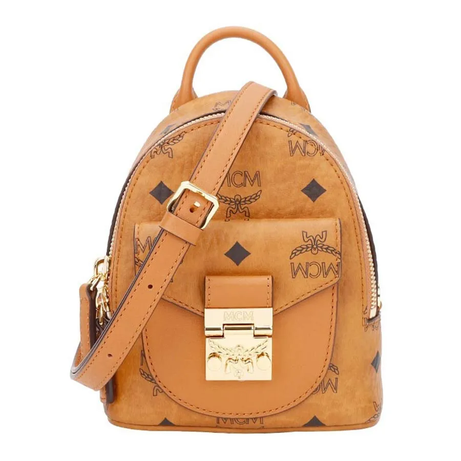 MCM Visetos Mini Patricia Crossbody Pouch Cognac | FASHIONPHILE