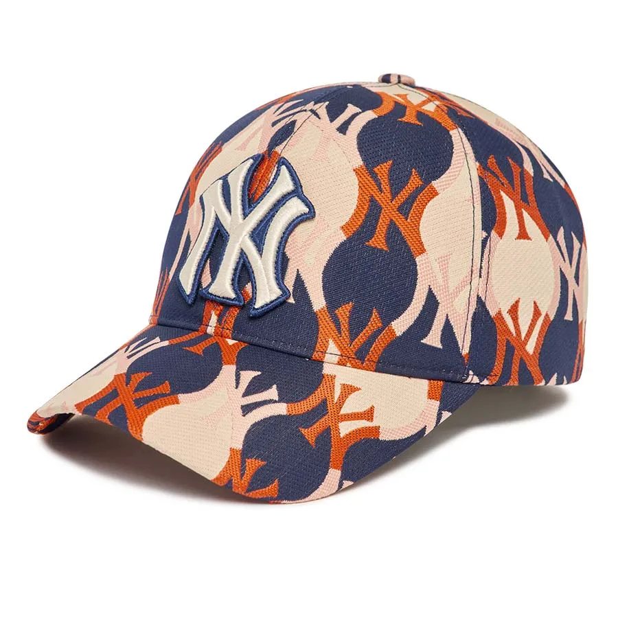 Mũ nón - Mũ MLB Argyle Monogram Structure Ball Cap New York Yankees 3ACPM222N-50NYD Màu Navy Kem - Vua Hàng Hiệu