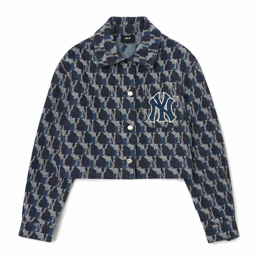 MLB Áo khoác - Áo Khoác MLB Monogram Jacquard New York Yankees 30FDKM0224- 50NYD Màu Xanh Navy Size S - Vua Hàng Hiệu