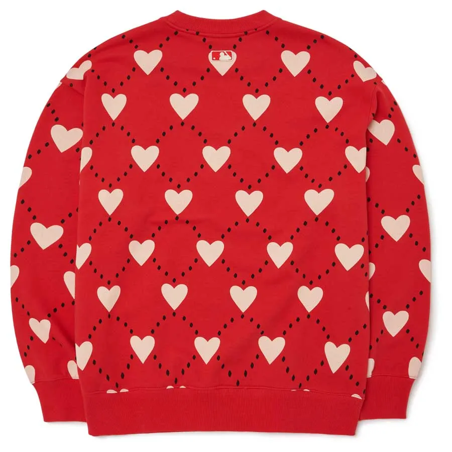 Thời trang MLB Đỏ - Áo Nỉ Sweater MLB Heart Pattern Over-Fit Sweatshirt Boston Red Sox 3AMTH0124-43RDS Màu Đỏ Size XS - Vua Hàng Hiệu