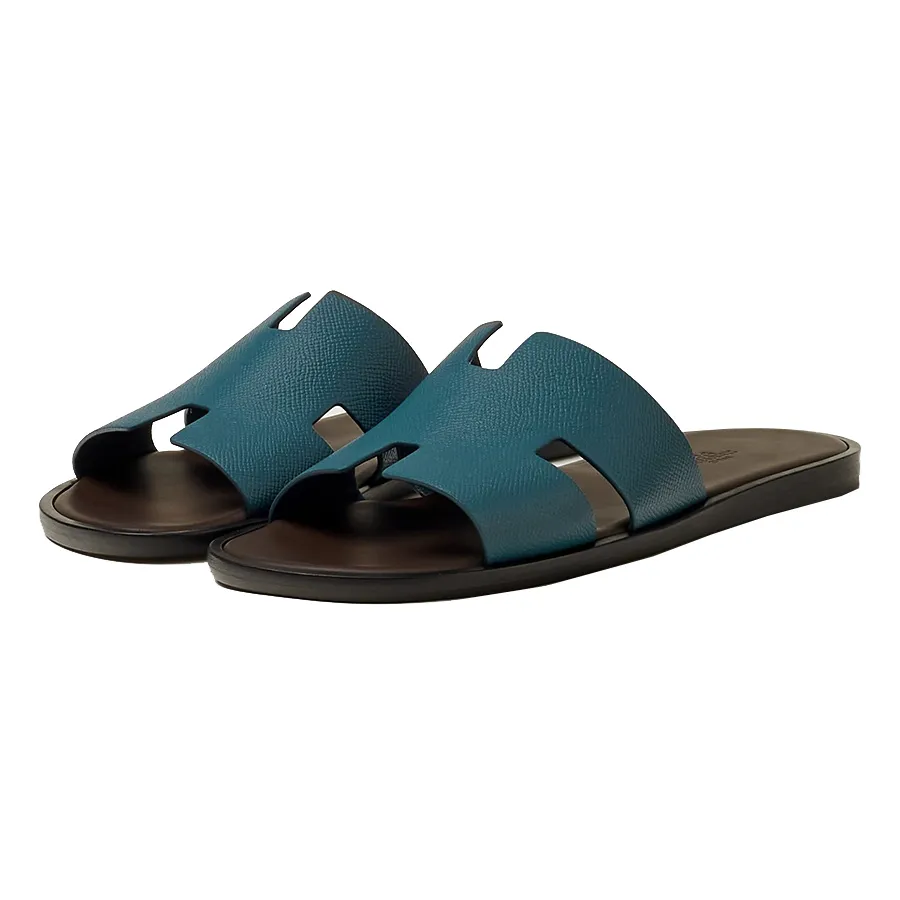 Dép Hermès Unisex - Dép Hermès Izmir Sandal Bleu Canard/Marron Ébène Màu Xanh Lam - Vua Hàng Hiệu