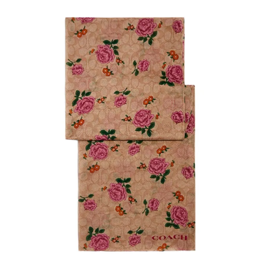 Thời trang Coach Phối màu - Khăn Lụa Coach Signature Prairie Rose Print Oblong Scarf Phối Màu - Vua Hàng Hiệu