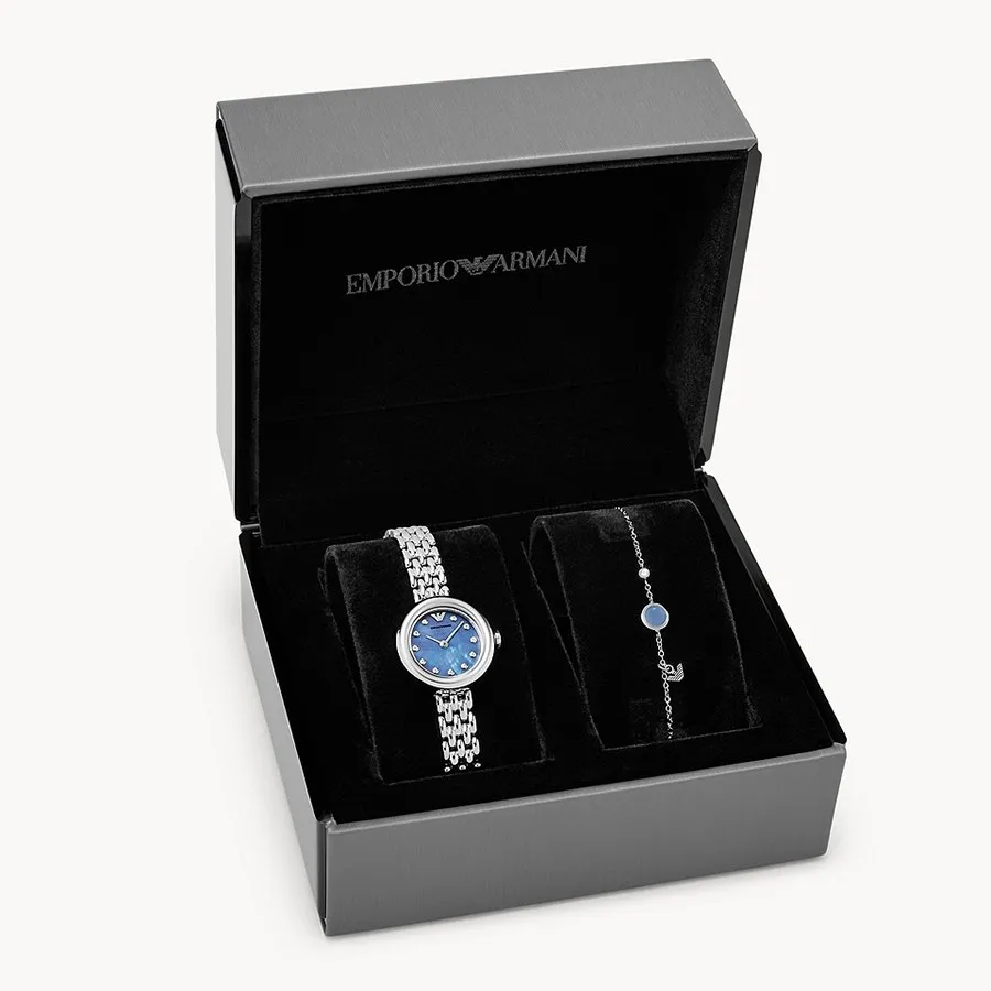 Order Set Đồng Hồ Nữ Emporio Armani Rosa Quartz Crystal Blue Dial Ladies  Watch AR80051 Màu Xanh - Emporio Armani - Đặt mua hàng Mỹ, Jomashop online