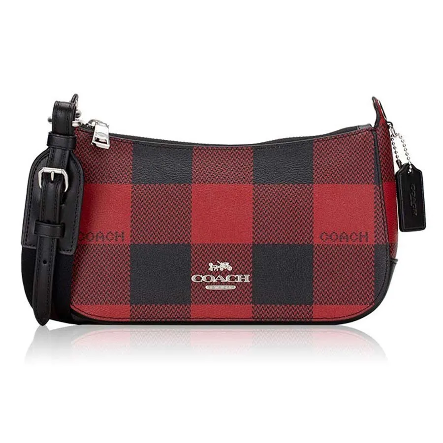 Túi xách Đỏ - Đen - Túi Đeo Chéo Coach Baguette With Buffalo Plaid Print C6818 Màu Đỏ Đen - Vua Hàng Hiệu