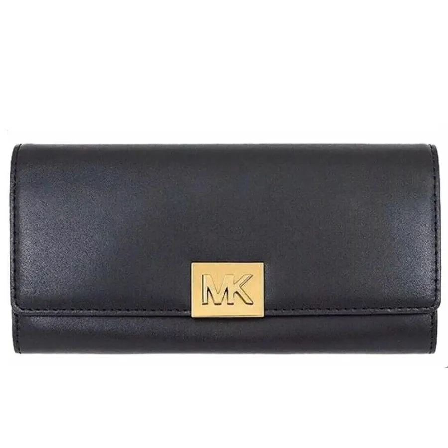 Mua Ví Michael Kors MK Mindy Carryall Leather Wallet Clutch Black And Gold  For Women Màu Đen - Michael Kors - Mua tại Vua Hàng Hiệu h058838