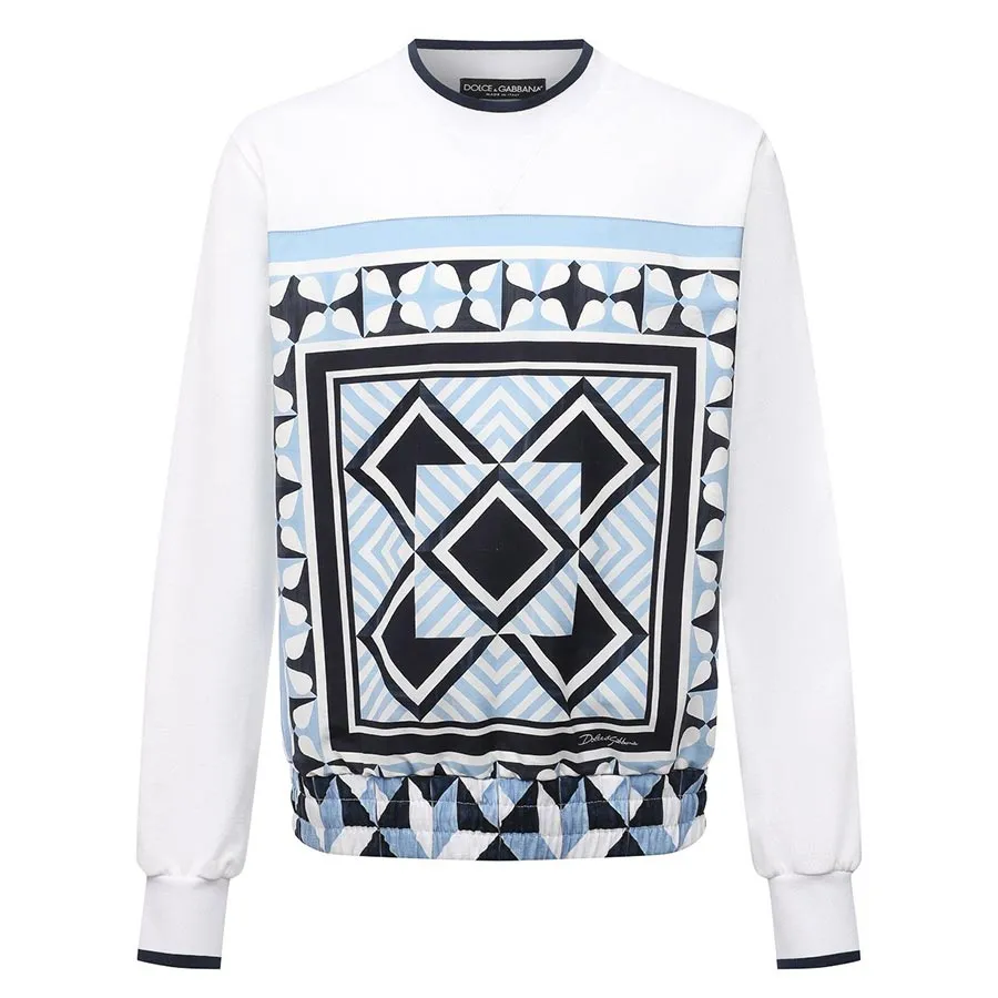 Áo Nỉ Nam Dolce & Gabbana D&G Majolica Print G9SJ9T G7WWB Sweater Màu Trắng Size 48