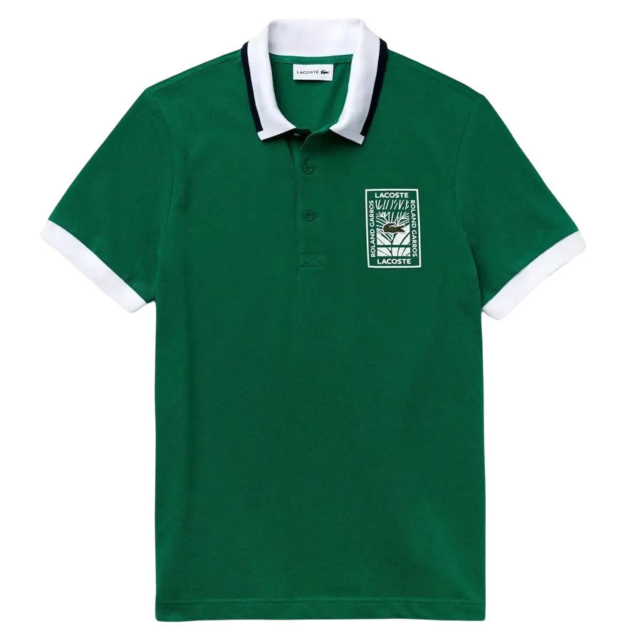 Áo Polo Lacoste Men's Sport Roland Garros Cotton Plant Design PH0007-51 Màu Xanh Green Size S