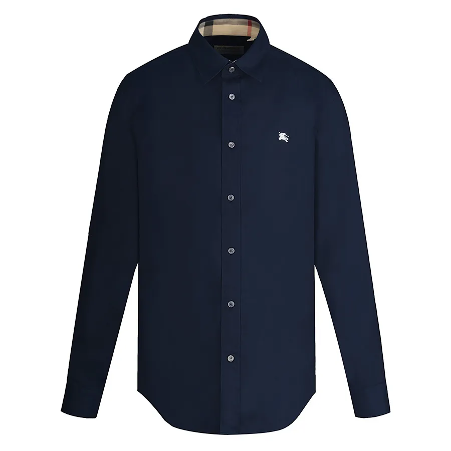 Áo Sơ Mi Burberry Logo Embroidered Navy 8036293 Màu Xanh Navy Size M
