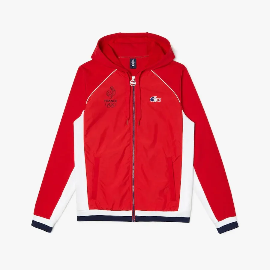 Mua Bộ Quần Áo Gió Lacoste France Olympic Edition Zipped Jacket In Red Fleece Màu Đỏ Xanh Size
