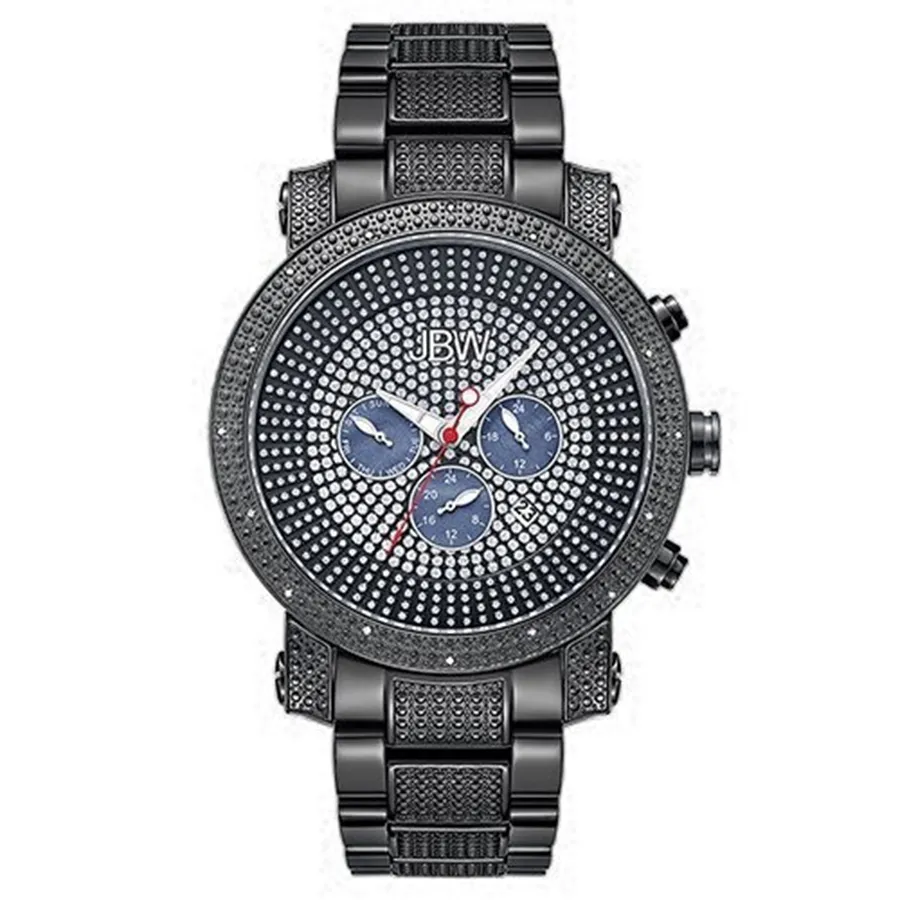 JBW - Đồng Hồ Nam JBW Victor Black Crystal Embedded Chronograph Dial Watch JB-8102-G Màu Đen - Vua Hàng Hiệu