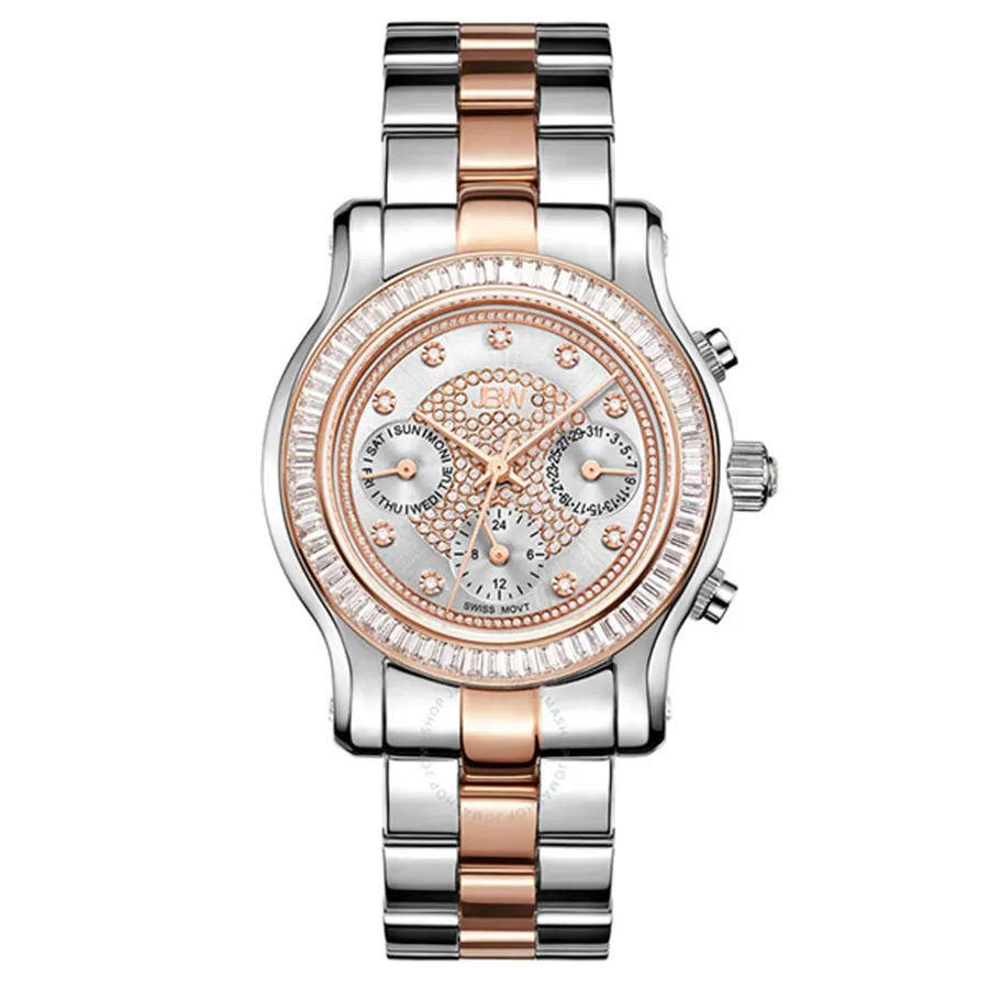 JBW - Đồng Hồ Nữ JBW Laurel Silver Multi-Function Diamond Dial Two-Tone Ladies Watch J6330D Màu Bạc Phối Vàng Hồng - Vua Hàng Hiệu