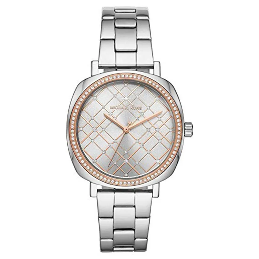 Đồng hồ Bạc phối vàng hồng - Đồng Hồ Nữ Michael Kors Nia Quartz Silver Crystal Dial Ladies Watch MK3988 Màu Bạc Phối Vàng Hồng - Vua Hàng Hiệu