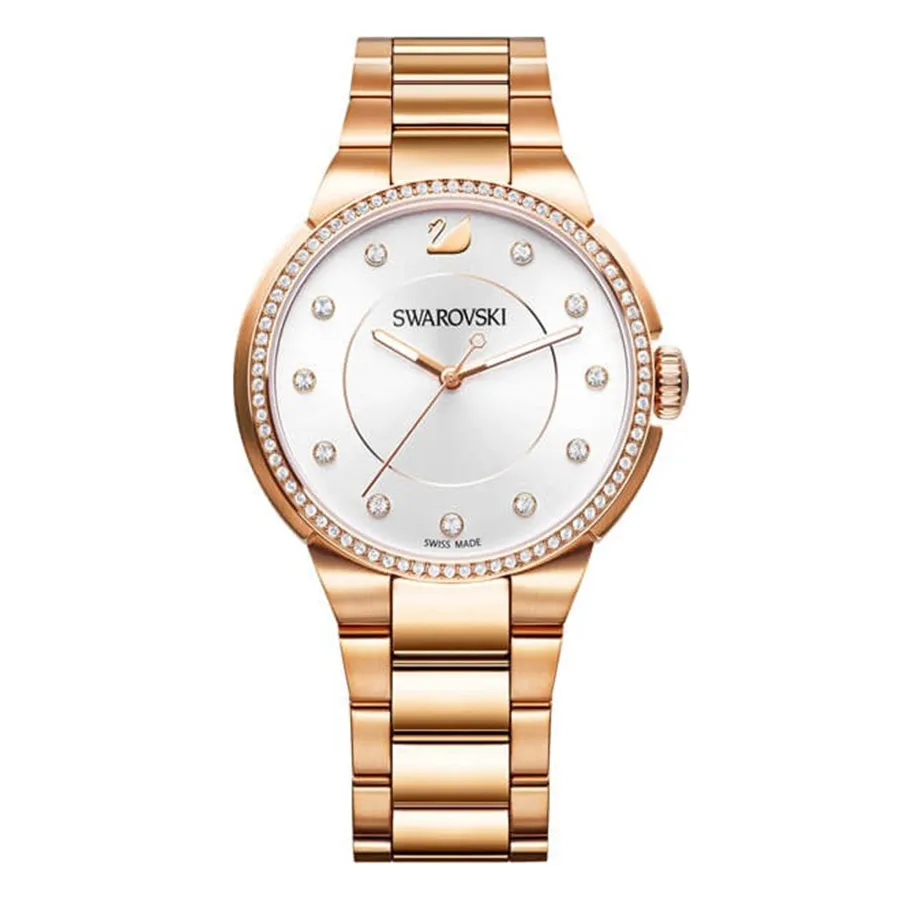 Đồng hồ Thép không gỉ mạ PVD vàng hồng/ pha lê - Đồng Hồ Nữ Swarovski City Rose Gold Tone Watch 5181642 Màu Vàng Hồng - Vua Hàng Hiệu
