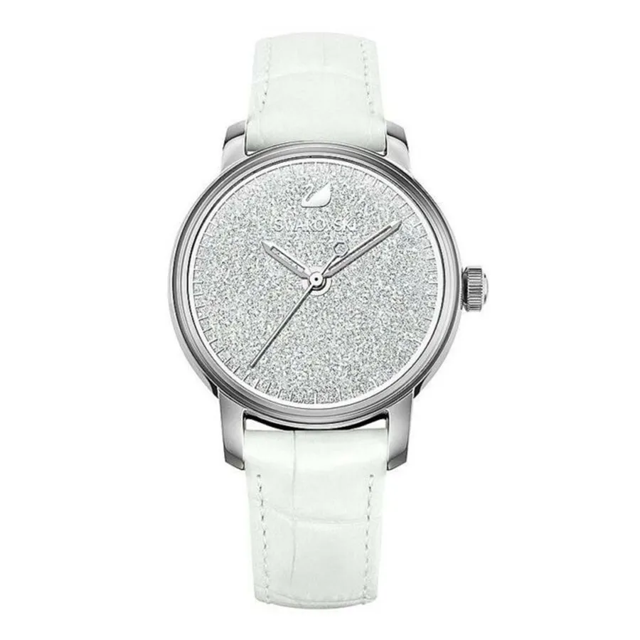 Swarovski Dây da - Đồng Hồ Nữ Swarovski Crystalline Silver Tone White Leather Watch 5295383 Màu Trắng - Vua Hàng Hiệu